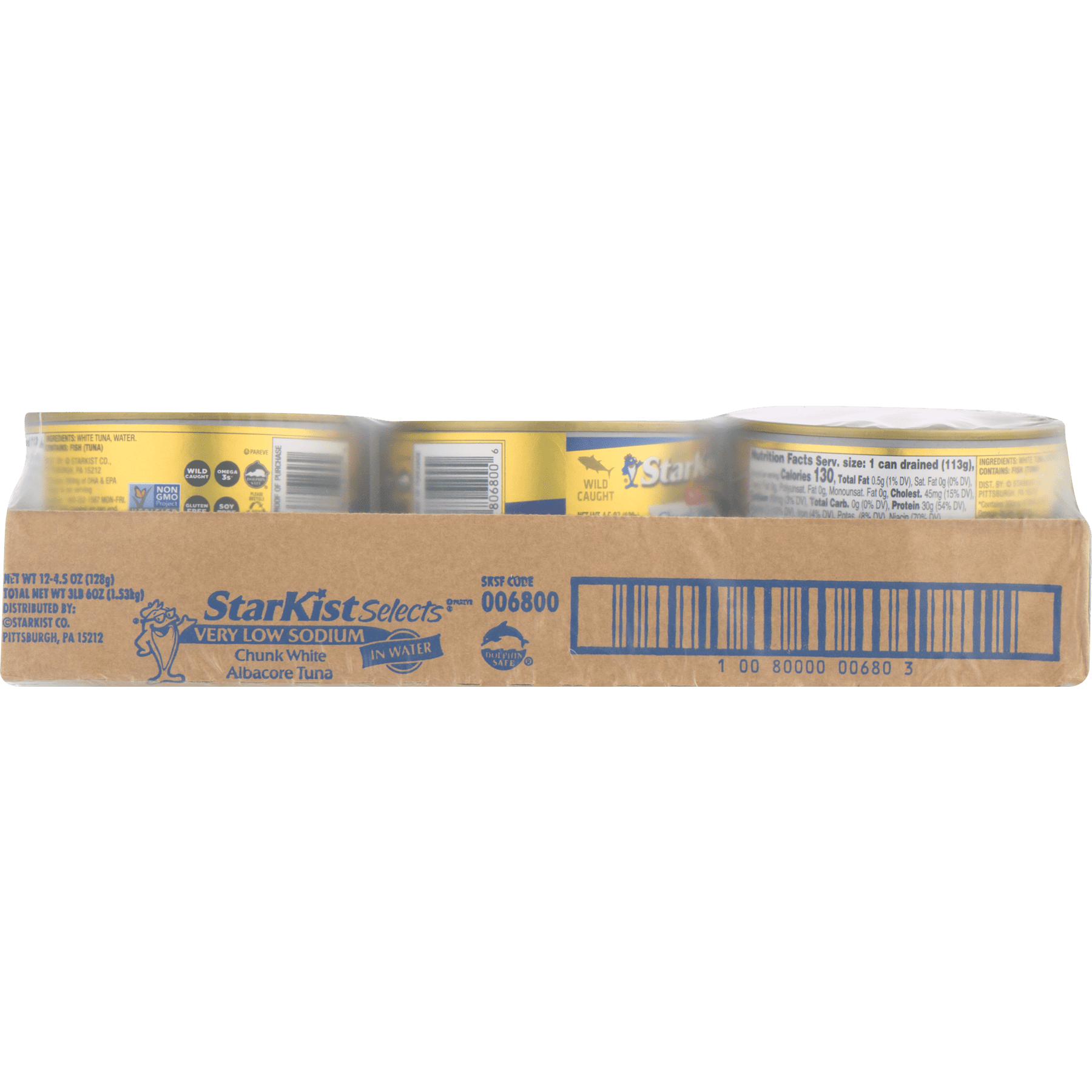 (12 pack) StarKist Selects Chunk White Albacore Tuna in Water, No Salt Added, 4.5 oz Can