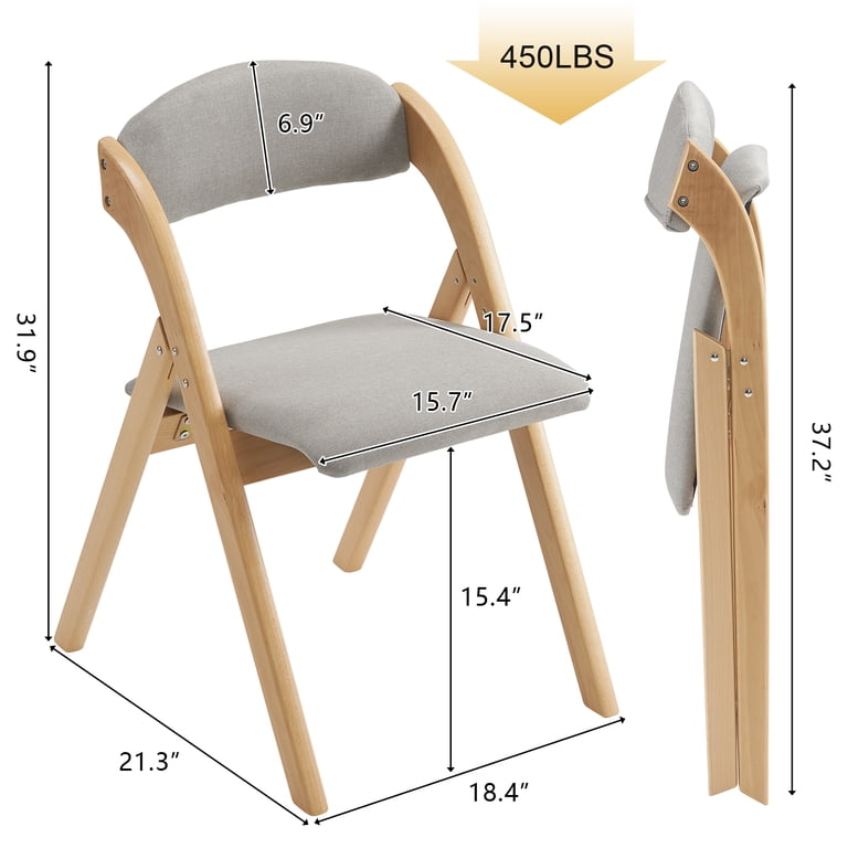 Ktaxon, Folding Chairs, Light Gray, Foldable Rubber Wood Frame