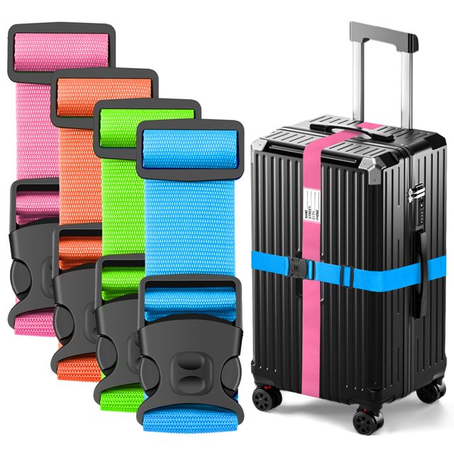 Correas de equipaje aprobadas por la TSA por BILIONE, ajustables de 3 a 6.5 pies, paquete de 4