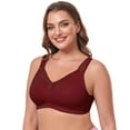 thumbnail image 2 of Women's Cotton Full Coverage Wirefree Non-padded Lace Plus Size Bra 52C, 2 of 3