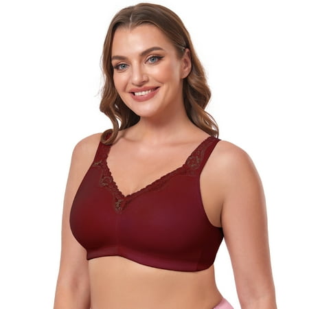 Women Full Coverage Non Padded Wirefree Plus Size Minimizer Cotton Bra 36H
