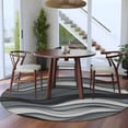 thumbnail image 4 of 7Ft Round Rug, Black Grey Ombre Non-Skid Rubber Backing Large Area Rugs - Living Room Bedroom Home Office, Modern Abstract Moire Art Geometric Indoor Floor Mat Carpets Washable Rug, 4 of 9