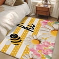 thumbnail image 4 of Spring Bees Daisy Area Rugs 4'x6', Washable Small Throw Rugs for Office Bathroom, Rustic Tulips Dots Yellow Striped Burlap Indoor Outdoor Rug Non-Slip Low Pile Carpet Runner Reversible Floor Mats, 4 of 8