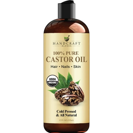 Handcraft Organic Castor Oil for Hair Growth, Eyelashes and Eyebrows - 100% Pure and Natural Carrier Oil, Hair Oil and Body Oil - Moisturizing Massage Oil for Aromatherapy - 12 fl. Oz