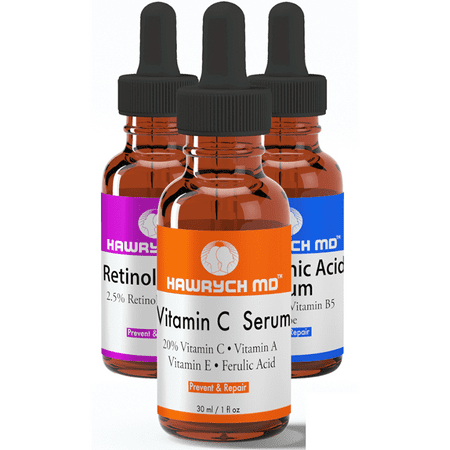HAWRYCH MD 20% Vitamin C Serum 2.5% Retinol Serum and Hyaluronic Acid Serum Set