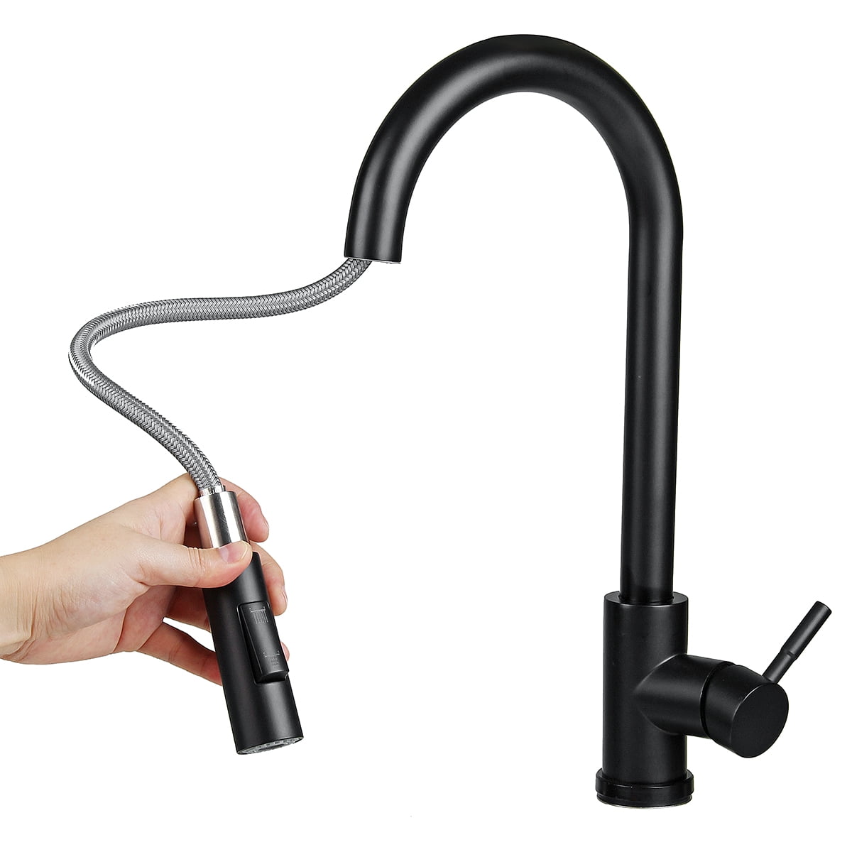 Chrome Finish Voolan Kitchen Faucet with Pull Down Sprayer, Dual Water Functions Lift Type Kitchen Sink Faucets with Deck Plate Single Handle