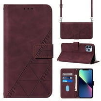 Feishell for iPhone 13 Pro Max Crossbody Wallet Phone Case with Removable Adjustable Shoulder Strap,Premium PU Leather Magnetic Clasp Flip Stand Card Slots Protective Cover for Women Men,Winered