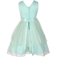thumbnail image 2 of Flower Girl Dress V-Neck Chiffon Triple Layer Stone Belt for Big Girl Mint 14 JKS.2068, 2 of 2