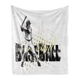 thumbnail image 1 of Baseball Soft Flannel Fleece Throw Blanket, Softball Background Dots and Grunge Dark Lettering Batting Team Game, Cozy Plush for Indoor and Outdoor Use, 70" x 90", Black Yellow White, by Ambesonne, 1 of 6