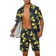 thumbnail image 1 of Conjunto de Camisas Impresas INSPIRE CHIC de Verano para Hombre de Mangas Cortas, Atuendo Hawaiano en Bloque de Color, Azul Marino y Amarillo, 1 of 4