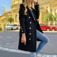 thumbnail image 2 of HAPIMO Short Woolen Cloth Jacket for Women Girls Fall Fashion Tops Casual Comfy Long Sleeve Womens Turn Down Collar Outwear Button Down Bust Pocket Jacket Black XXL, 2 of 7