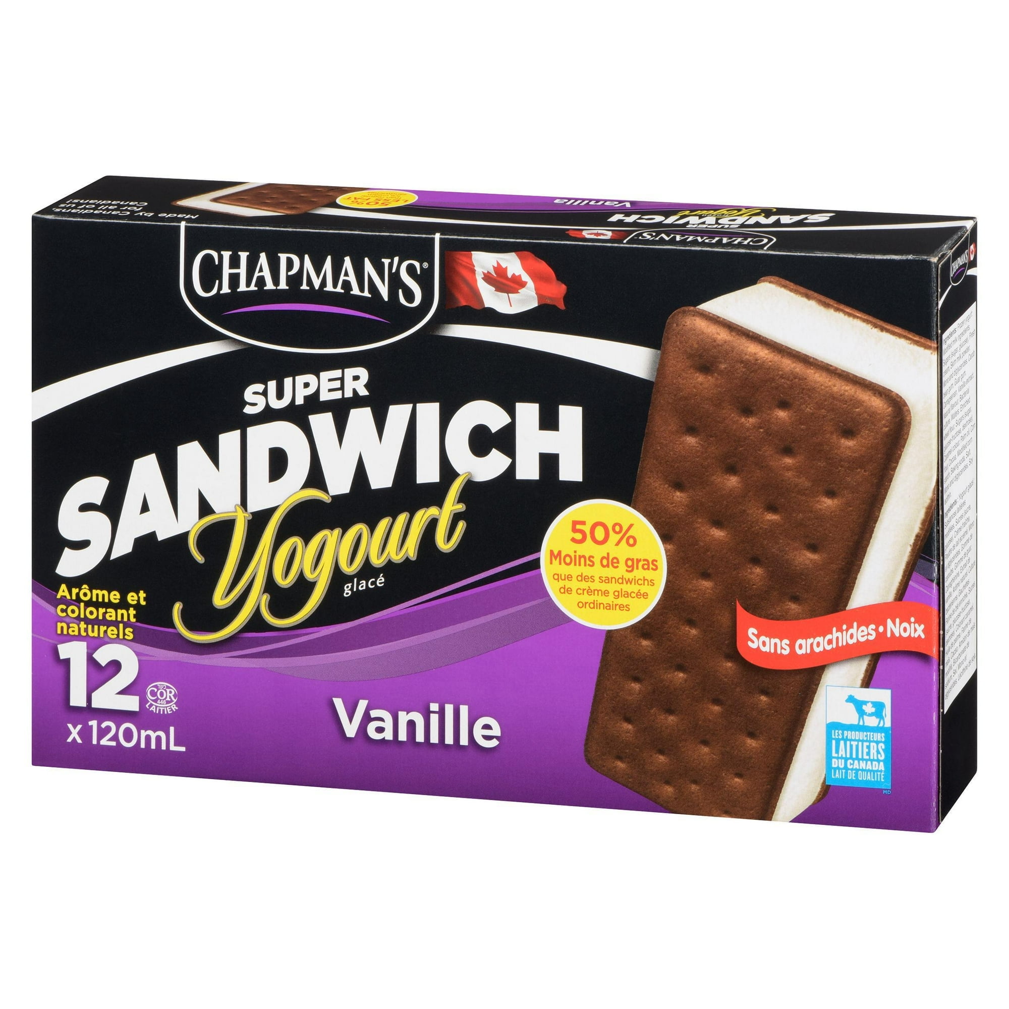 Chapman's Super Sandwich Vanilla Frozen Yogurt in a Box, 12 x 120mL