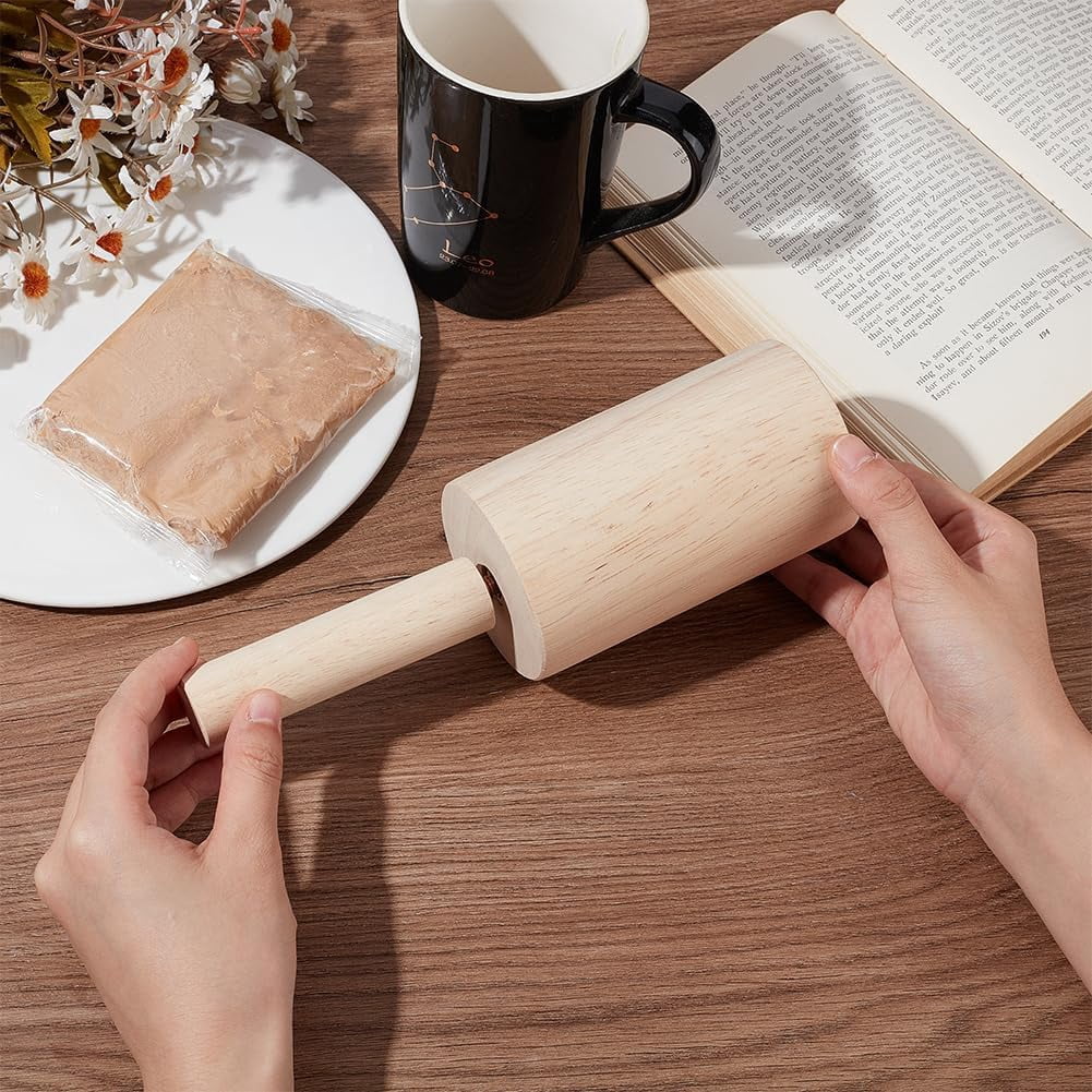 8.6x2.7 inch Cup Pottery Tools PapayaWhip Wood Pottery Tools with Handle Pottery Tools Set DIY