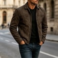 thumbnail image 4 of LYSMORA 2026 Men's Lapel Collar Faux Suede Zip Jacket, Slip Side Pockets Loose Fit Casual Daily Outerwear, 4 of 5