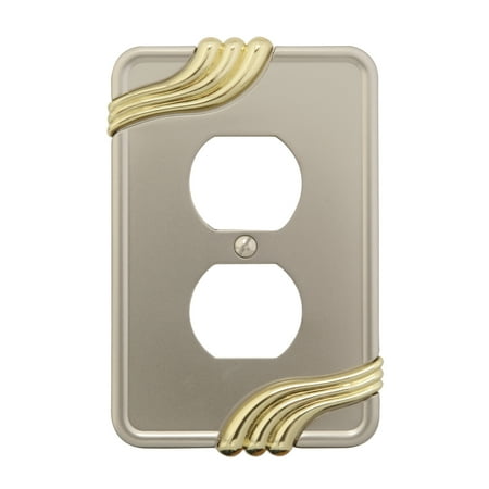 - AmerTac 88DNBR Grayson Cast Metal Single Duplex Outlet Wallplate, Satin Nickel with Brass Accent, Single Duplex