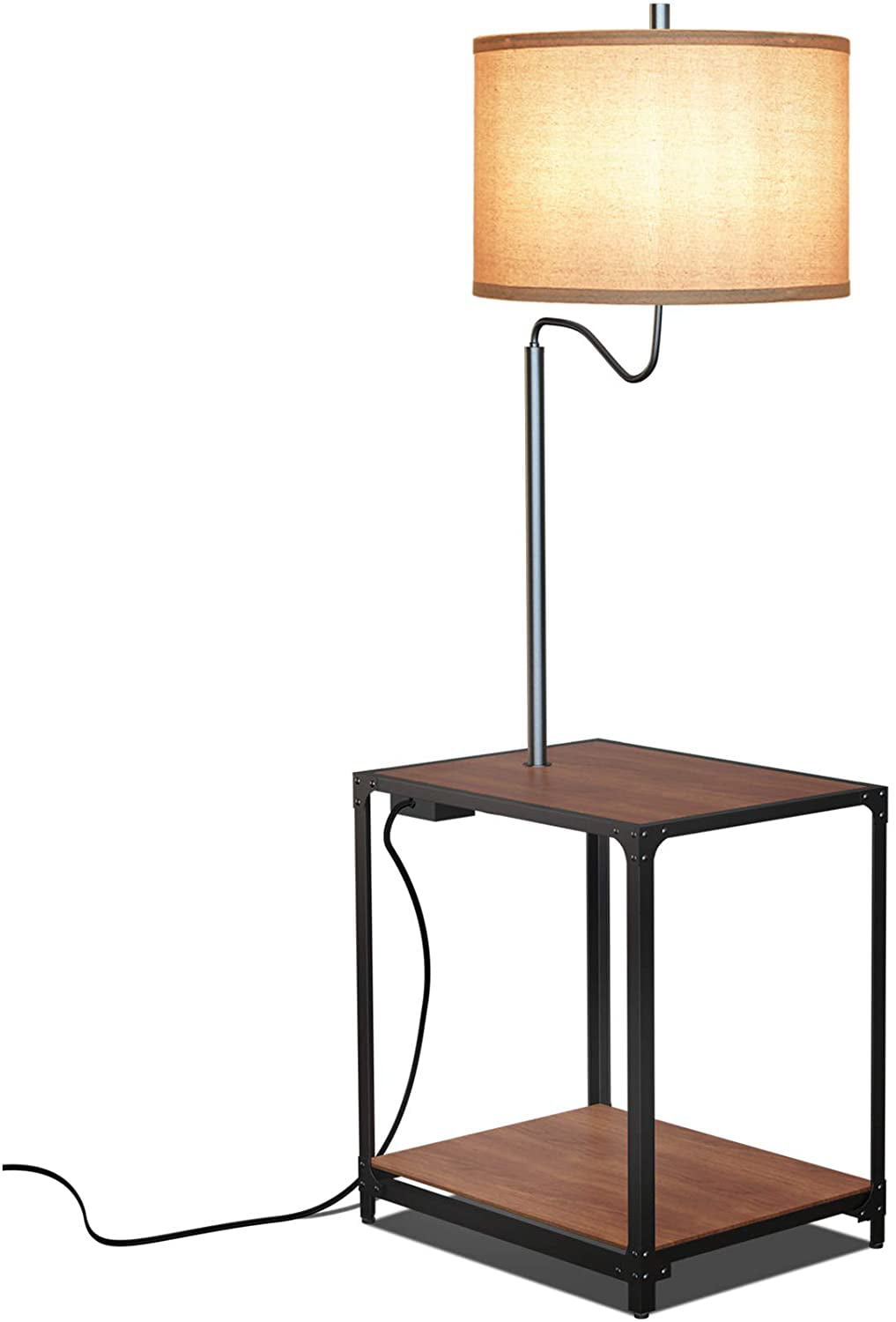 Led Floor Lamp With End Table And Usb, End Table With Lamp Attached And Usb Port