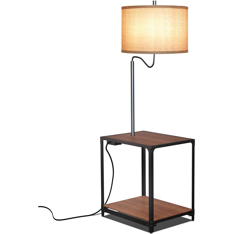 LED Floor Lamp with End Table and USB Charging Port, Modern