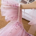thumbnail image 6 of SONXAHE Big Girl's Dress Puff Short Sleeve Sequins Tulle A Line Dresses Summer Flowy Mesh Princess Dress Pink, 6 of 8