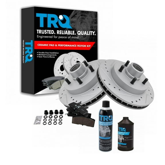 TRQ Front Ceramic Brake Pad & Performance Coated Rotor Kit w/Chemicals BKA16324 Fits select: 1995-1999 CHEVROLET GMT-400, 1995-1997 CHEVROLET TAHOE
