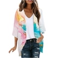 thumbnail image 2 of HOMBOM Womens 3/4 Sleeve Kimonos Boho Sheer Cover Up Lightweight Open Front Tie-Dye Cardigan for Young Women Beach, 2 of 5