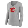 thumbnail image 2 of Women's  Gray Calgary Flames Primary Logo Long Sleeve V-Neck T-Shirt, 2 of 3
