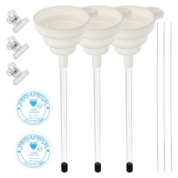 Wekvgz Beading Funnel for Clay Beads Complete Beading Funnel Kit Practical Beading Funnel Tool Kit Reusable Clay Bead Funnel for Making Bracelets Necklaces White