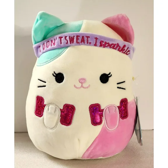 Squishmallows Wellness Squad Caryl the Cat I Don't Sweat, I Sparkle 8" NWT