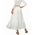 thumbnail image 3 of Jaimenalin Women'S Chiffon Elastic High Waist Pleated A-Line Flared Maxi Skirts White XXL, 3 of 8