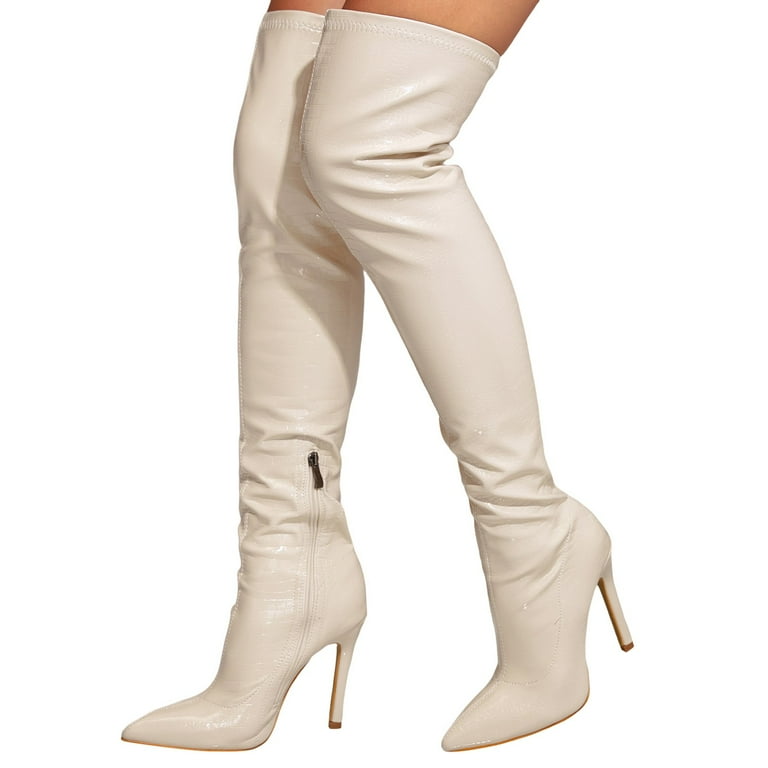 PLLFRLRT Over The Knee Boots For Women Pointed Toe High Heel Over
