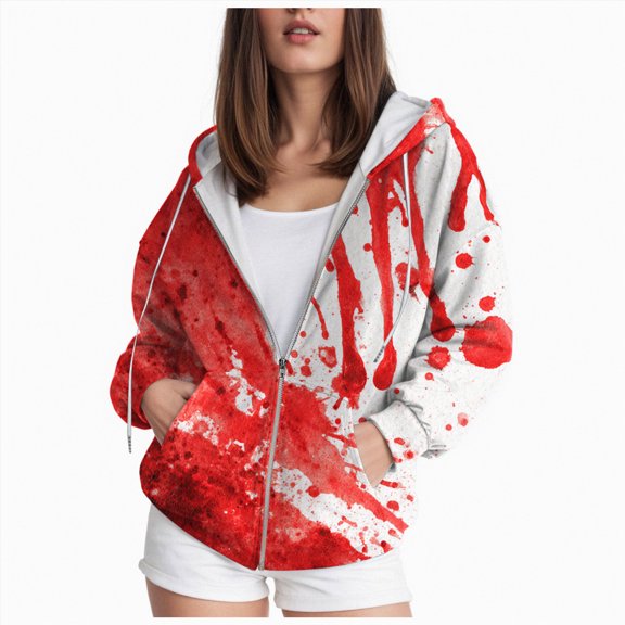 Towmus Halloween Sweatshirts for Women Halloween Graphic Long Sleeve Shirt Half Zipper Lapel Casual Pullover Top, XS-6XL