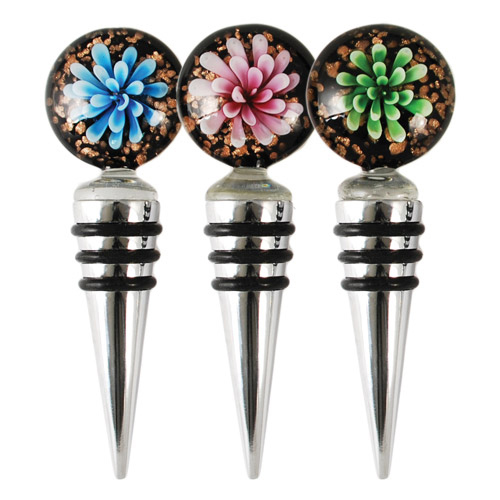 Decorative Bottle Stopper, Bouquet Glass Flower Funny Novelty Wine
