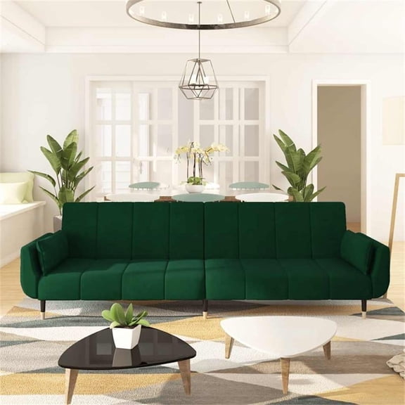 Bowery Hill Modern / Contemporary Sofa Bed in Dark Green Polyester
