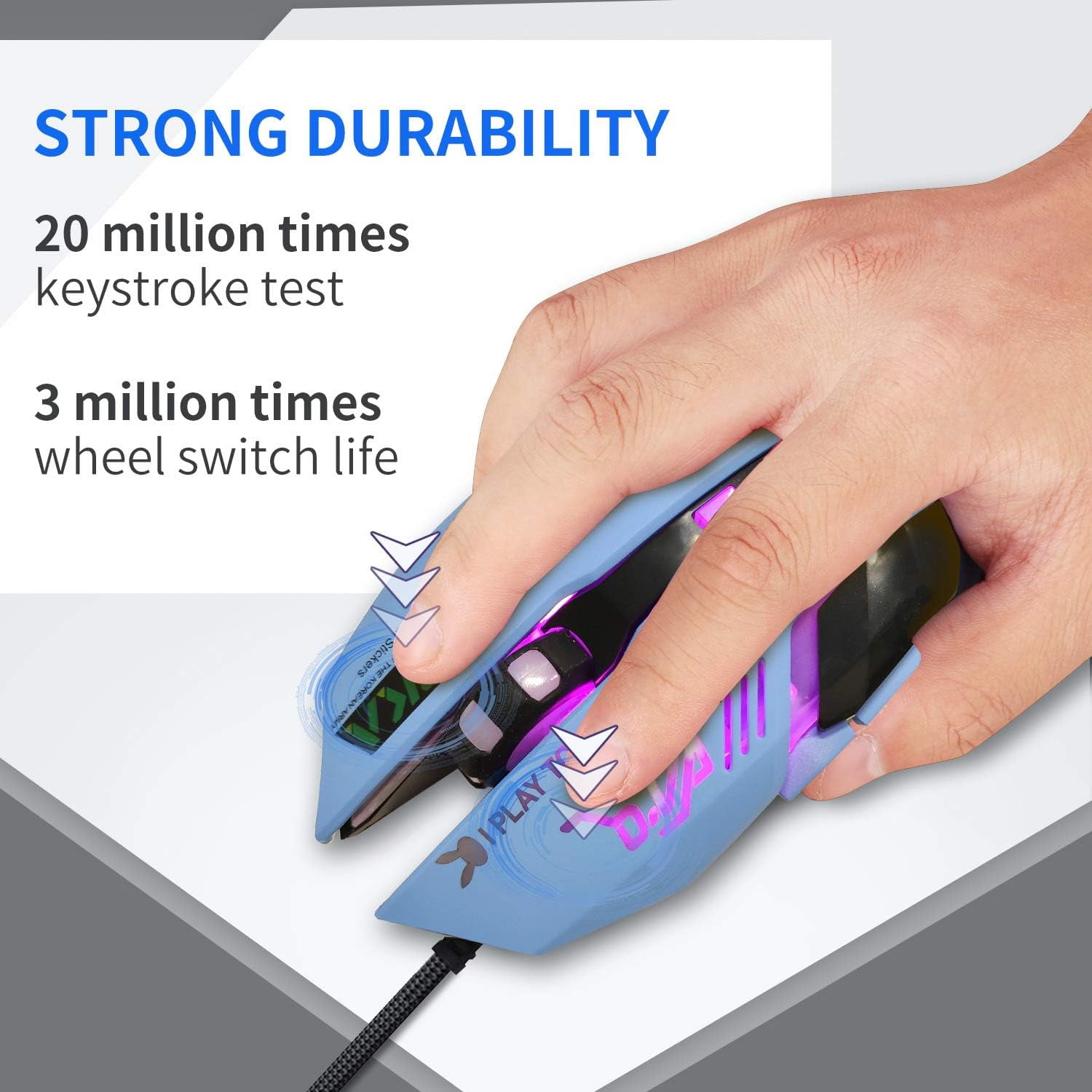 Lovely Wired USB Computer Mouse,7 Colors Backlit,Silent Buttons,3200 DPI,for MacBook,Computer PC,Laptop