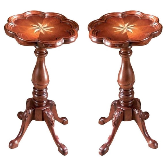 Home Square Round Accent Scatter Table in Plantation Cherry - Set of 2