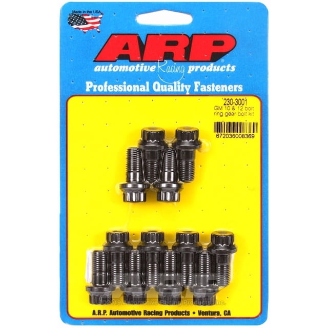 ARP Auto Racing Differential Ring Gear Bolt 230-3001 For Use With General Motors; 0.800 Inch Under Head Length; 3/8 Inch - 24 Thread Size; 12 Point Head Type; Chrome Moly; With 10 and 12 Bolt