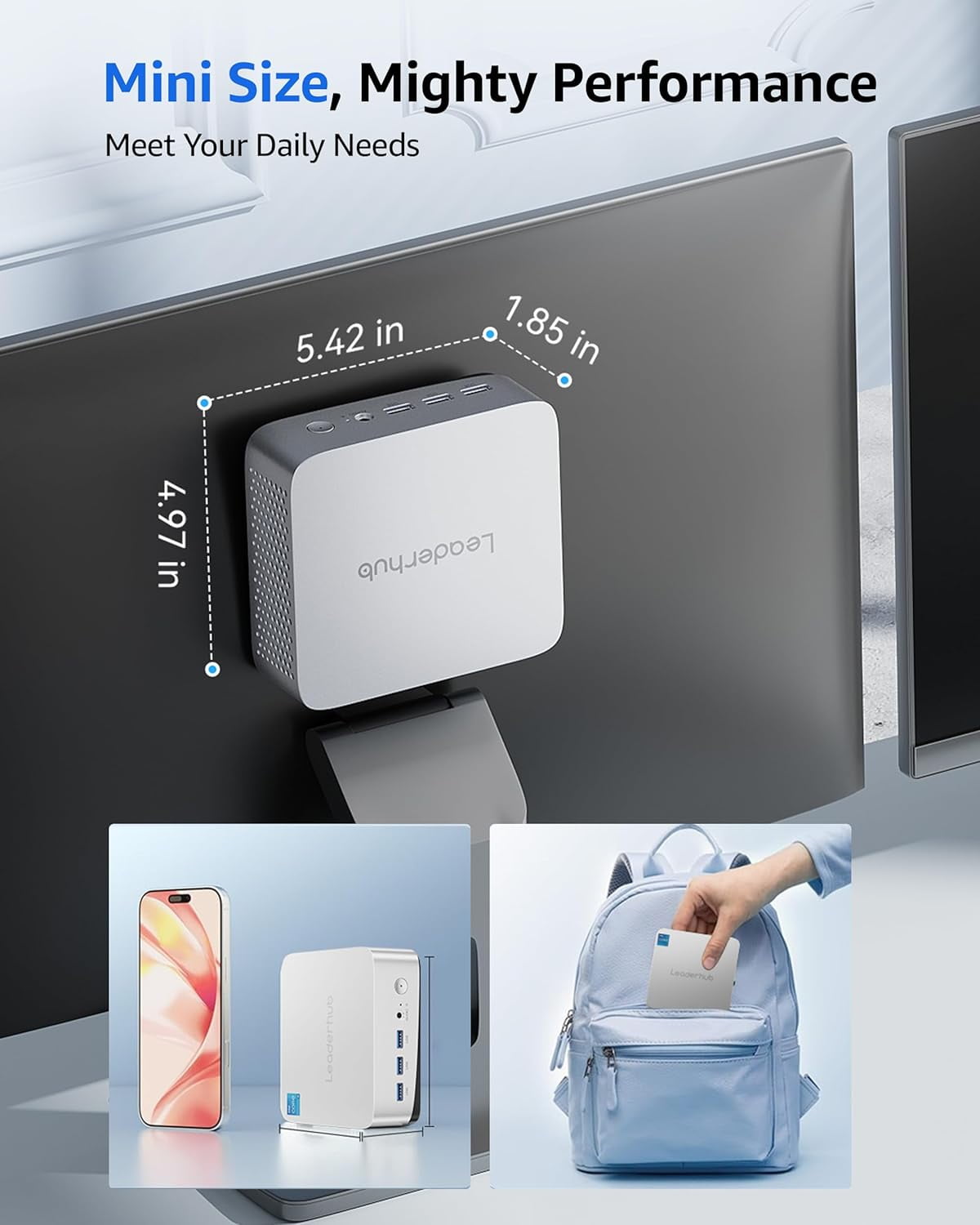 Leaderhub LP5C Mini PC Intel Core i5-12450HX 4.4GHz 8-Core, 16GB DDR4, 512GB SSD, Win11 Pro, WiFi 6, BT 5.2, Dual HDMI​