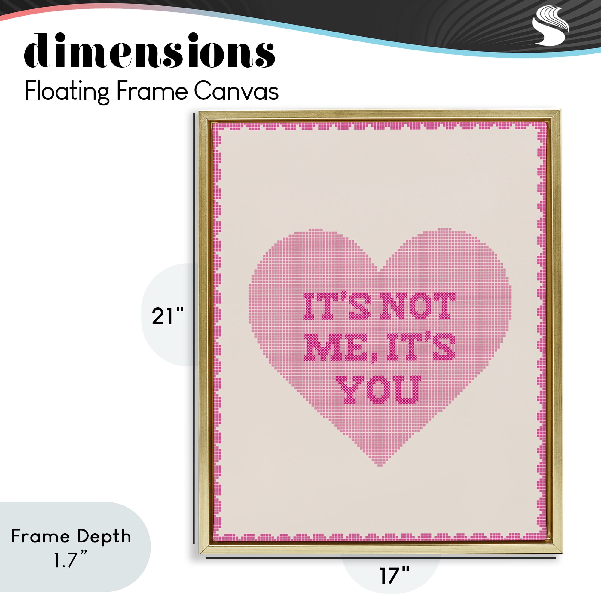 Stupell Industries Not Me It's You on Heart Gold Framed Floater Canvas Wall Art, design by Lil' Rue