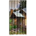 thumbnail image 1 of EREHome Vieux Rideau de Douche en Bois Tissu Polyester Salle de Bain Rideau Décoratif Taille 36x72 Pouces, 1 of 1