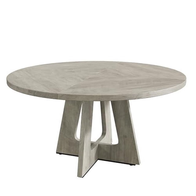 Table à Manger Ronde de 47 Pouces, Table à Manger en Bois pour 4, Table à Manger de Ferme avec Plateau et Pieds en Bois pour Salle à Manger Ou Salon - Gris Rustique (Table Seulement)
