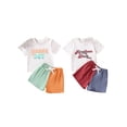 thumbnail image 4 of Aojekbee 2Pcs Baby Boy Summer Outfits Short Sleeve T-Shirt + Contrast Color Shorts Set Infant Clothes, 4 of 10