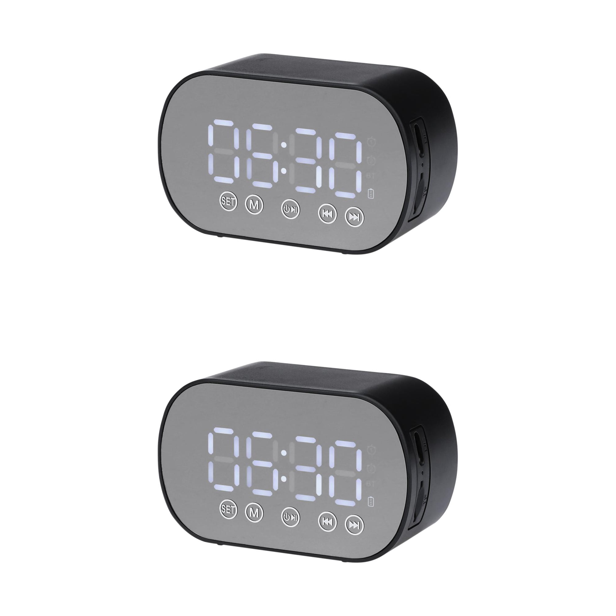 Unique Bargains 2 Pcs Digital Alarm Clock with FM and Speaker Function Black