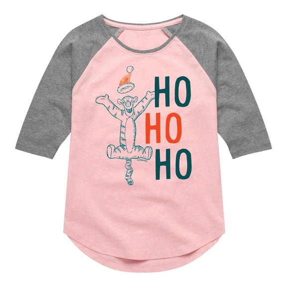 Disney Winnie The Pooh - Tigger Christmas Ho Ho Ho - Toddler & Youth Girls Raglan Graphic T-Shirt