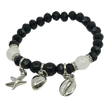 Colorful Beaded Bracelet with Three Charms : 1CT