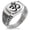 Silver, variant on Stainless Steel Sacred Sanskrit Om CZ Ribbed Needle Stripe Pattern Biker Style Polished Ring