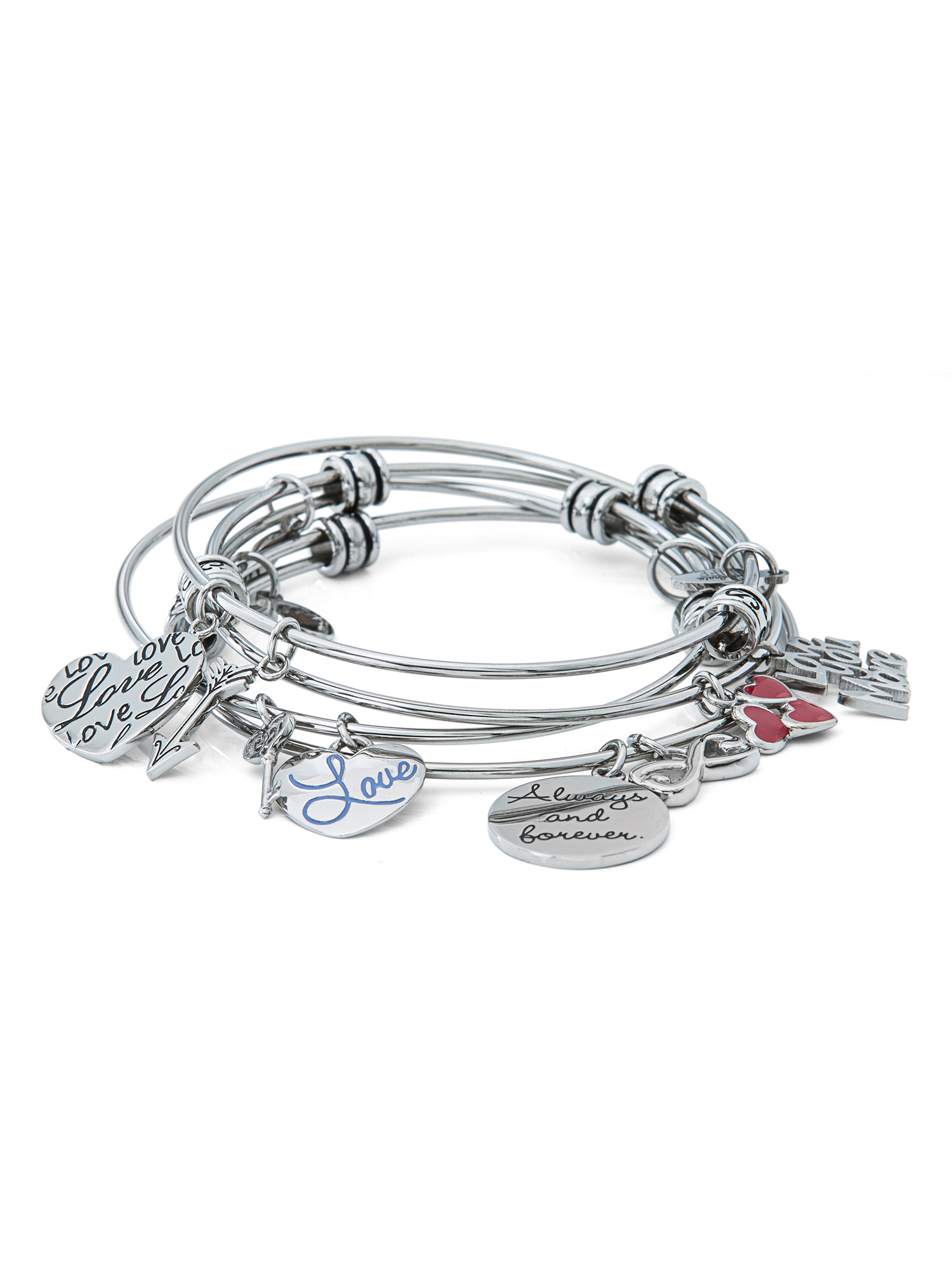 Hallmark Women's Stainless Steel Inscribed Love Bangle Set