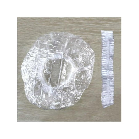 Disposable Flange Cap (VICOODA 100 Pcs Disposable Shower Caps - Hair Processing Clear Plastic Clear Elastic Caps, Spa Shower Hat for Spa Home Use Hotel and Hair)