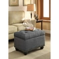 thumbnail image 5 of Homestock Mid-Century Marvel Storage Ottoman, Button Tufted Hinged Lid With Nailhead Trim, Faux Linen Upholstery, Solid Wood Turned Feet, 24" W X 18" D X 18" H, 5 of 8