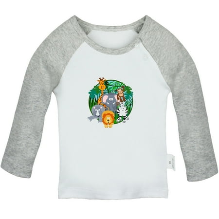 

Nature Pattern Jungle T shirt For Baby Newborn Babies T-shirts Infant Tops 0-24M Kids Graphic Tees Clothing (Long Gray Raglan T-shirt 6-12 Months)