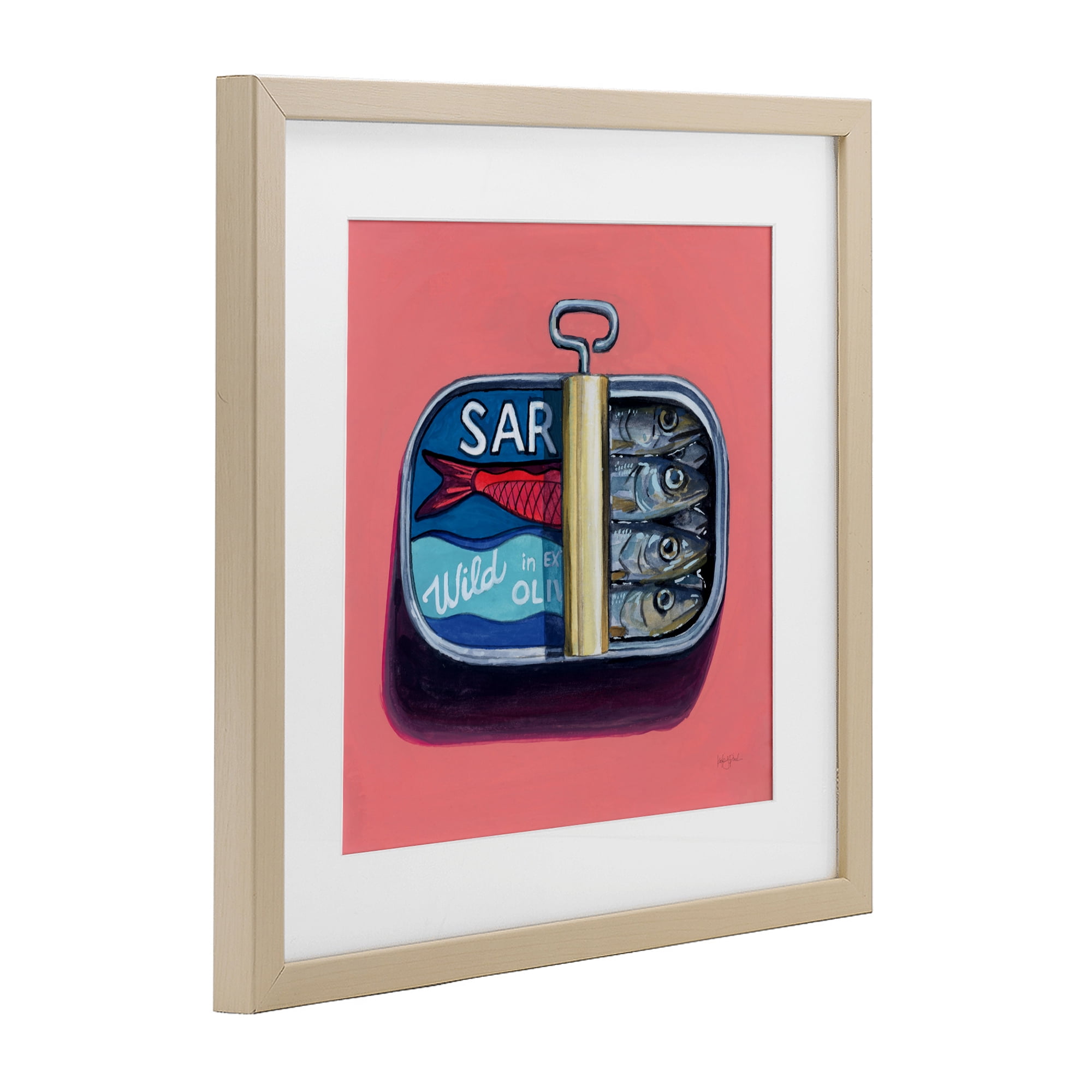 Stupell Industries Wild Sardines on Pink Birch Framed Print Under Glass, design by Kate Jarvik Birch
