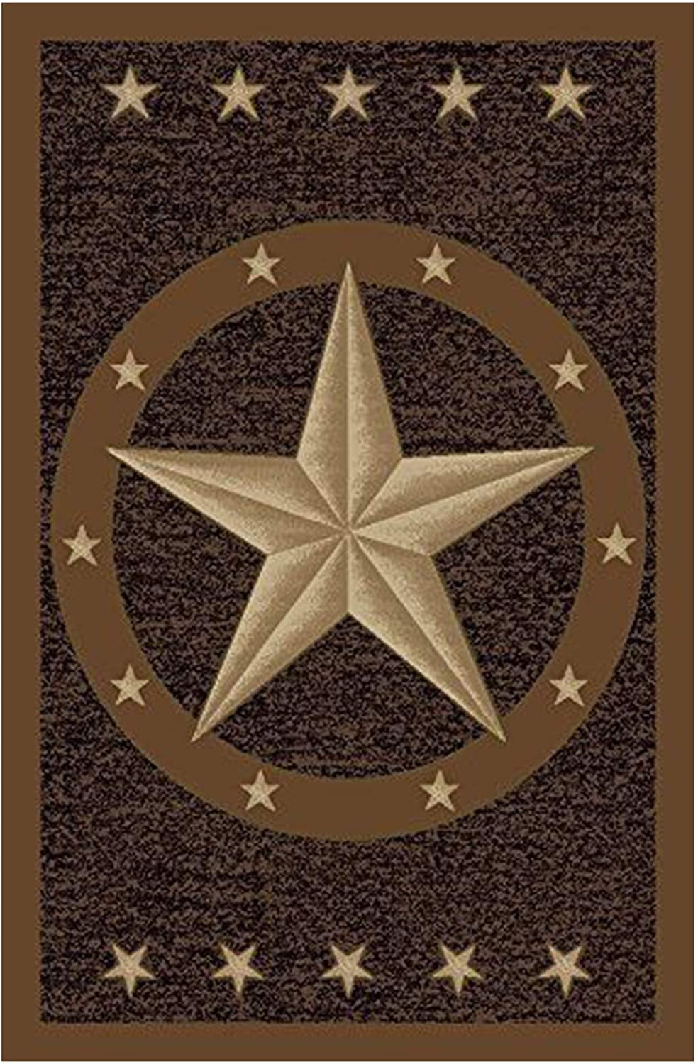 Texas Western Star Rustic Cowboy Decor Area Rug Brown/Black 625 
